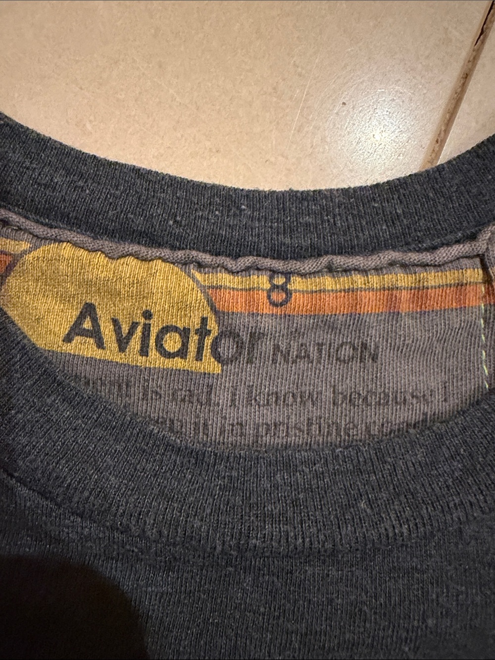 Aviator Nation Kids Gray Graphic Tee with Rainbow Circle, size 8 - Picture 2 of 3